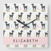 Hertenpatroon, Baby Herten, Boho, Bloemen, Jouw na Vierkante Klok (Voorkant)