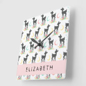 Hertenpatroon, Baby Herten, Boho, Bloemen, Jouw na Vierkante Klok (Hoek)