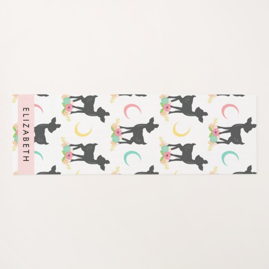 Hertenpatroon, Baby Herten, Boho, Bloemen, Jouw na Yogamat (Achterkant (horizontaal))
