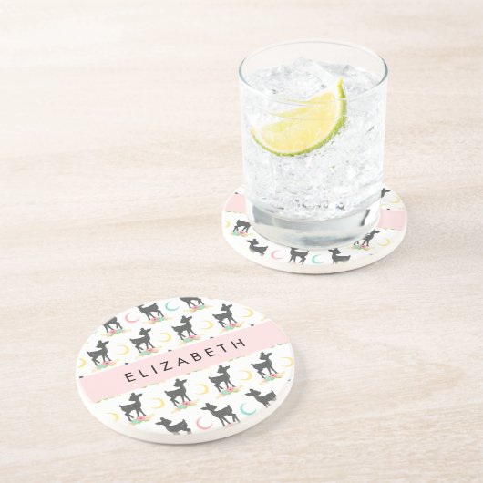 Hertenpatroon, Baby Herten, Boho, Bloemen, Jouw na Zandsteen Onderzetter (Zijkant)