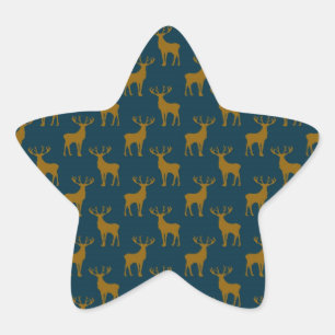 Hertenpatroon bruin en blauw ster sticker