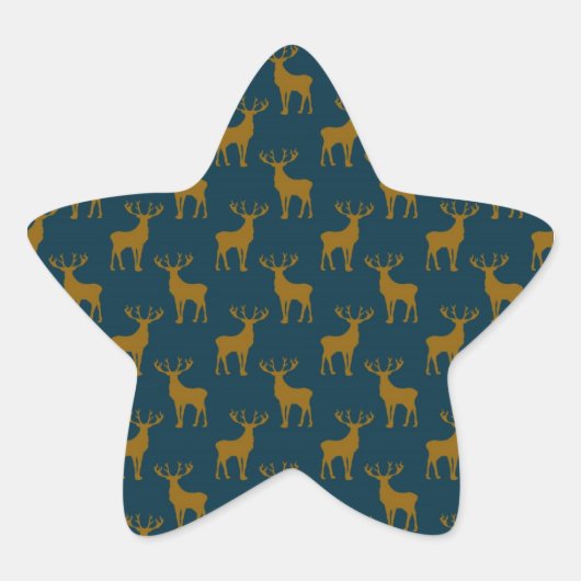Hertenpatroon bruin en blauw ster sticker (Voorkant)