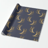 Hertenpatroon Donkerblauw Mannelijk Cadeau Cadeaupapier (Uitgerold)
