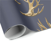 Hertenpatroon Donkerblauw Mannelijk Cadeau Cadeaupapier (Rol Hoek)