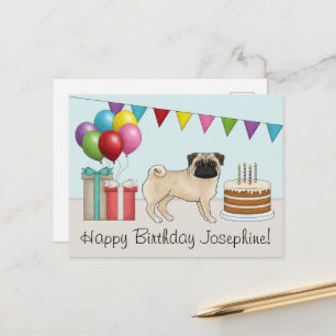 Hertenpoedel Cute Cartoon Hond Kleurige Verjaardag Briefkaart