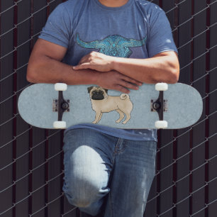Hertenpoedel Hond Zacht Kartonnen Illustratie Blau Persoonlijk Skateboard