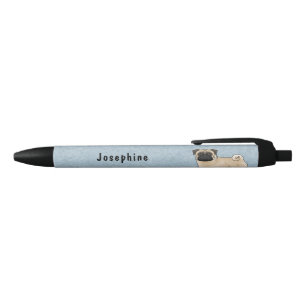 Hertenpoedel Mopshond Cute Cartoon Hond Met Aangep Zwarte Inkt Pen