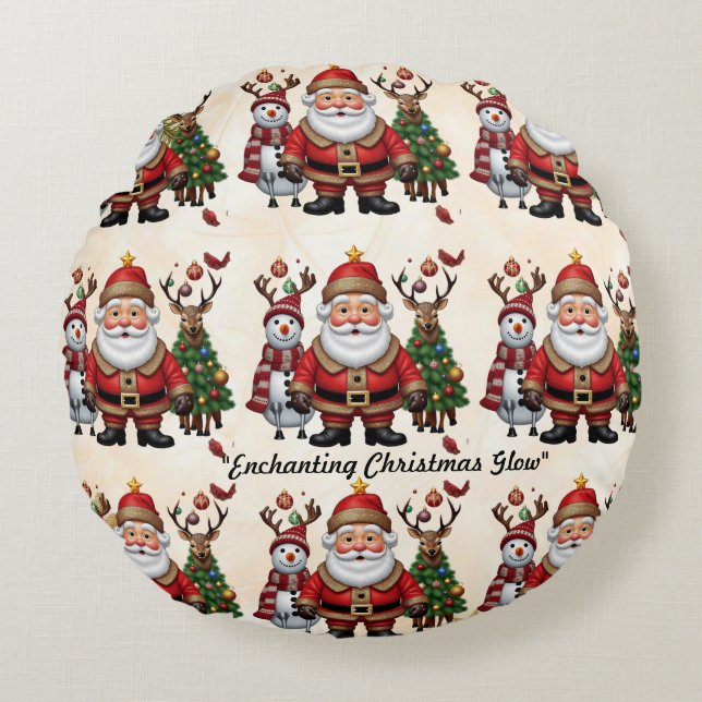 "Herten's Gift" Rond Kussen (Voorkant)