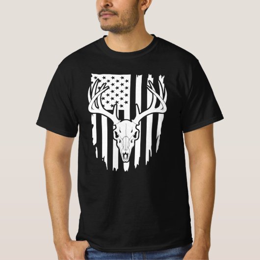 Hertenschedel Amerikaanse Vlag T-shirt (Voorkant)