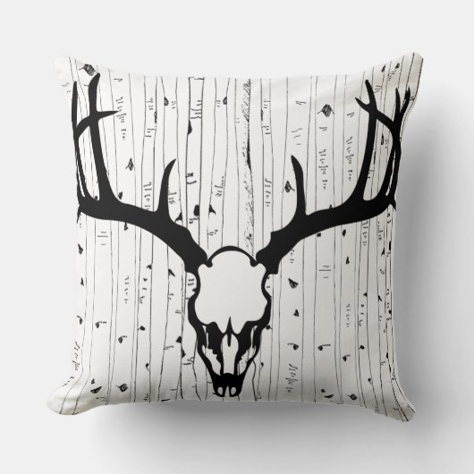 Hertenschedel en Berkenboomkussen Kussen (Voorkant)