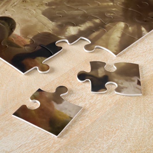 hertenschedel ornament witte kerstboom legpuzzel (Zijkant)