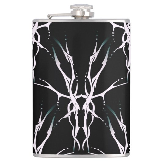 Hertenschedel Tribal Design voor herten jagers wit Heupfles (Voorkant)