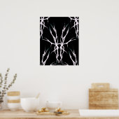 Hertenschedel Tribal Design voor herten jagers wit Poster (Keuken)