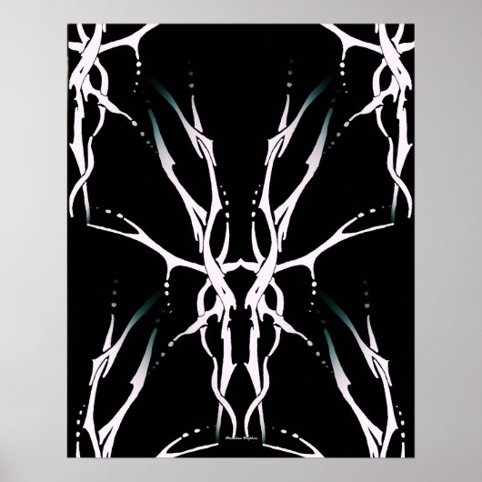 Hertenschedel Tribal Design voor herten jagers wit Poster (Voorkant)