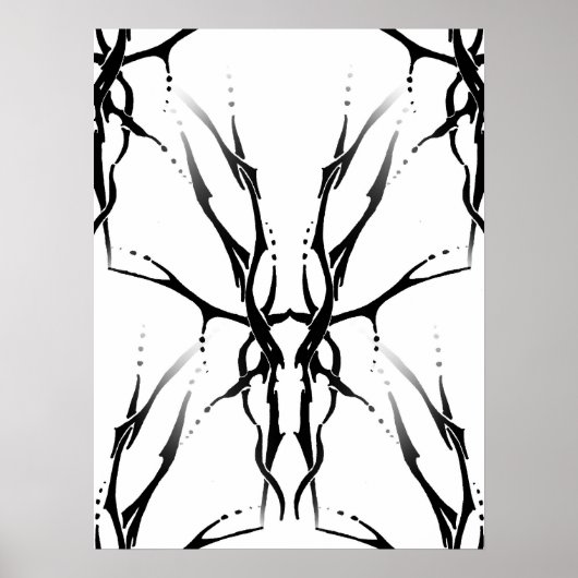 Hertenschedel Tribal Tattoo Ontwerp Digitale Spieg Poster (Voorkant)