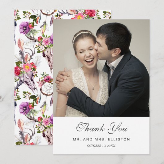 Hertenschedels, Bloemen & Droomvangers | Dank u Bedankkaart (Voorkant / Achterkant)