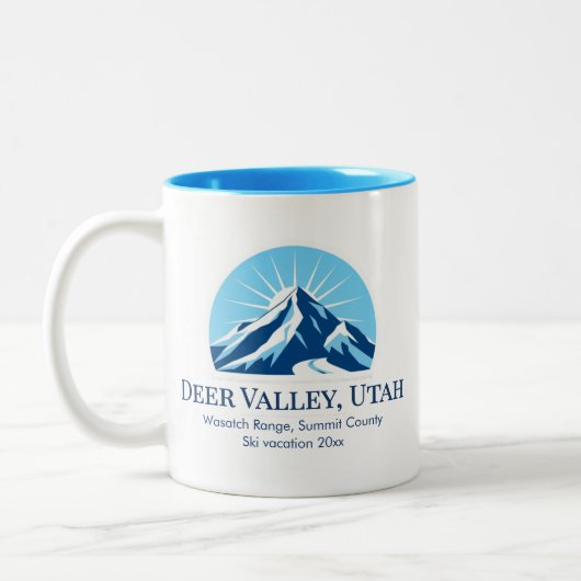 Hertenvallei Utah Wasatch skigebied souvenir Tweekleurige Koffiemok (Links)
