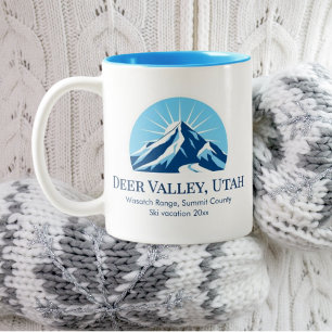 Hertenvallei Utah Wasatch skigebied souvenir Tweekleurige Koffiemok