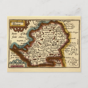 Hertfordshire County England Oude antiquarische ka Briefkaart