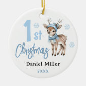 Hertje Baby Jongen Eerste Kerstmis 2024 Keramisch Ornament (Voorkant)