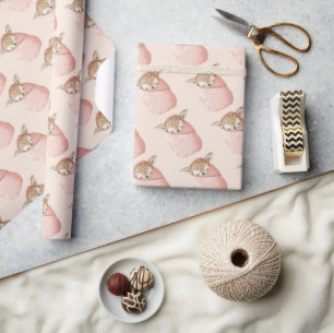 Hertje Baby Roze Aquarel Baby Shower Cadeau  Cadeaupapier