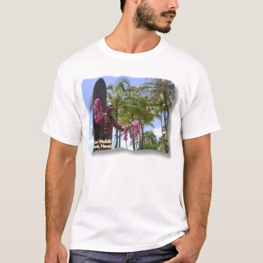 Hertog beeld in Waikiki op Waikiki Beach Honolulu T-shirt (Voorkant)
