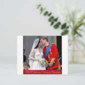 Hertog en hertogin van Cambridge Royal Wedding Briefkaart (Staand voorkant)