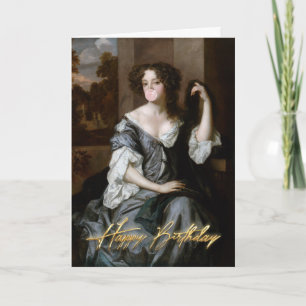 Hertogin blaast roze kauwgom Happy Birthday Kaart