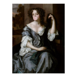 Hertogin van Portsmouth blaast roze kauwgom Perfect Poster