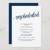 Hertrouwde bruiloft, marineblauw, aankondiging (Voorkant / Achterkant)