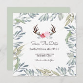 Hertshoorn & Groene Save The Date - Vierkant (Voorkant / Achterkant)