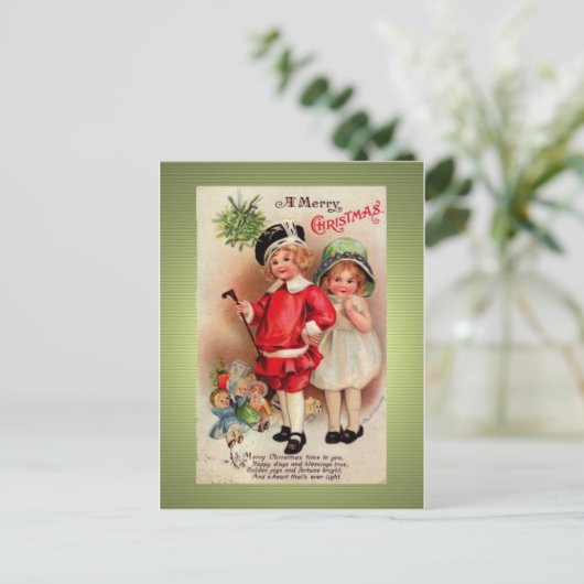 Heruitgave van het Victoriaans Golden Christmas Br Feestdagenkaart (Staand voorkant)