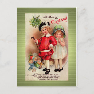 Heruitgave van het Victoriaans Golden Christmas Br Feestdagenkaart