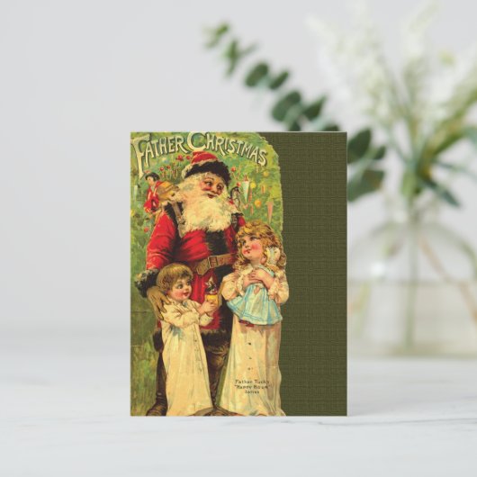 Heruitgave Victoriaans vader kerst Briefkaart (Staand voorkant)
