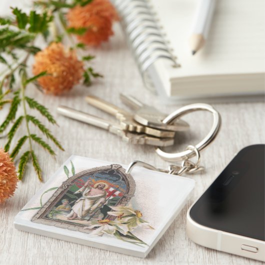 Herurrectie van het kerkvenster van Christus Sleutelhanger (Voorkant Rechts)