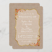 Hervalling van Bladeren Linnen Canvas Trouw Uitnod Kaart (Voorkant / Achterkant)