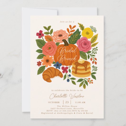 Hervelingsbruiloft Brunch Uitnodiging met Pompoen  (Voorkant)