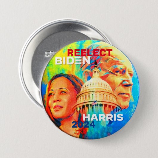 Herverkiest Biden Harris 2024 Ronde Button 7,6 Cm (Voorkant /achterkant)