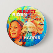 Herverkiest Biden Harris 2024 Ronde Button 7,6 Cm (Voorkant)