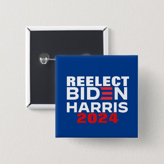 Herverkiest Biden Harris 2024 Vierkante Button 5,1 Cm (Voorkant /achterkant)
