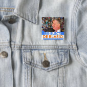 Herverkiezing van de Blasio in 2017 Vierkante Button 5,1 Cm (In situ)