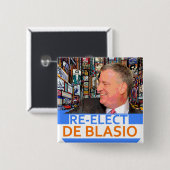 Herverkiezing van de Blasio in 2017 Vierkante Button 5,1 Cm (Voorkant /achterkant)