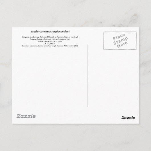 Hervormde kerk in Nuenen, Van Gogh Fine Art Briefkaart (Achterkant)