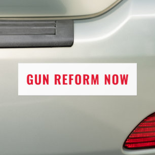 Hervorming pistool minimaliseert tekst wit en rood bumpersticker