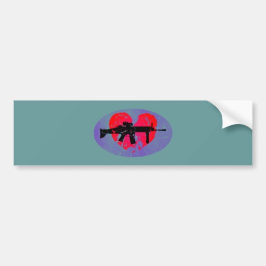 Herz Gewehr heart gun Bumpersticker (Voorkant)