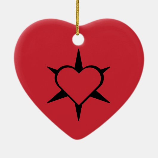 Herz Heart Cœur Cuore Star Starlet Sternchen Stern Keramisch Ornament (Achterkant)