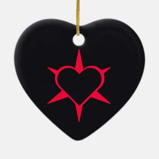 Herz Heart Cœur Cuore Star Starlet Sternchen Stern Keramisch Ornament (Achterkant)