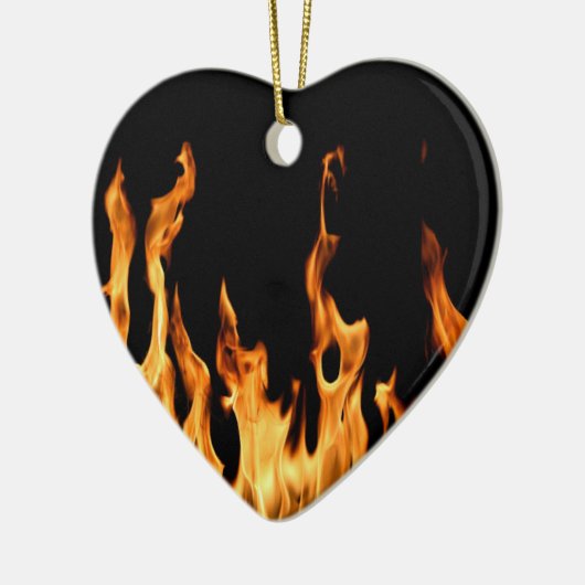 Herz Heart Cœur Flammen Flame Flames Feuer Fire  Keramisch Ornament (Links)