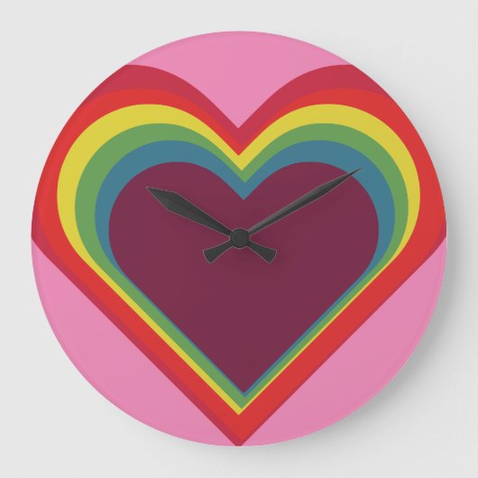 Herz ♥ Heart – Rainbow Colors – Regenbogenfarben Grote Klok (Voorkant)