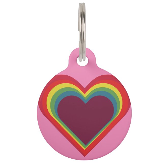 Herz ♥ Heart – Rainbow Colors – Regenbogenfarben Huisdierpenning (Voorkant)